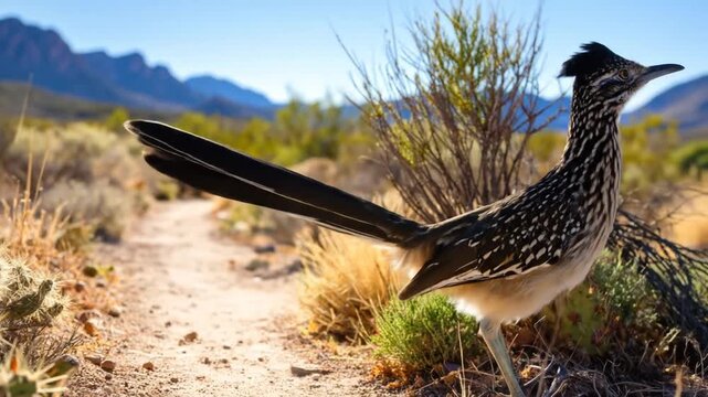 Desert Roadrunner: Majestic Bird in a Sunny Landscape