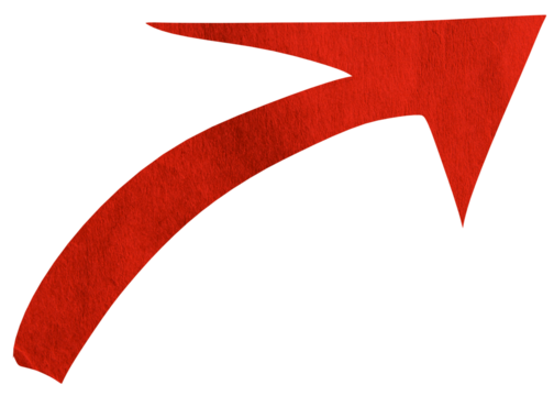 Red paper arrow sign on transparent background PNG