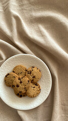 Chocolate chip cookies on a plate