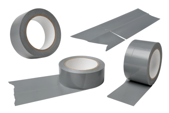 Duct Tape rolls isolated, close-up shot, various angle isolated on white background