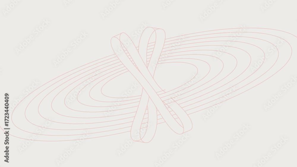Poster abstract representation of rings and crossed bands on a light background in a minimalist style