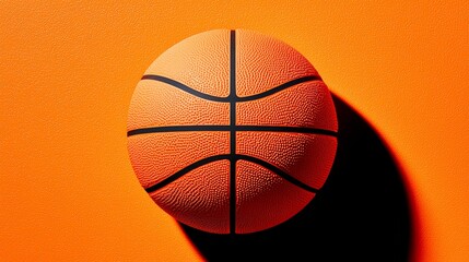 Obraz premium Orange Basketball on Orange Background Sport Equipment Game Closeup