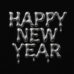 クロームメタル HAPPY NEW YEAR 銀色文字