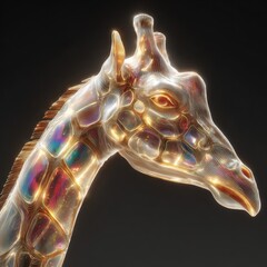 Giraffe sculpture digital art contemporary design abstract environment close-up view artistic concept