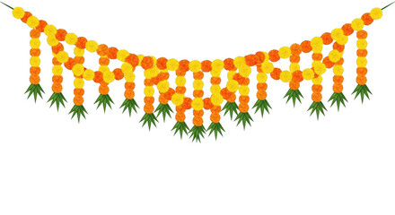 Decorative Indian Marigold Flower Garland for Festive Occasions.