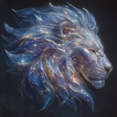 Majestic cosmic lion art digital creation fantasy environment ethereal realm close-up view imagination unleashed