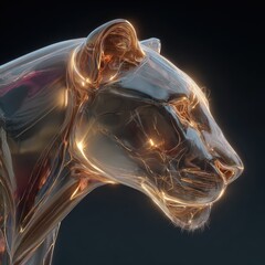 Dynamic panther sculpture creative studio 3d art futuristic environment close-up view abstract design