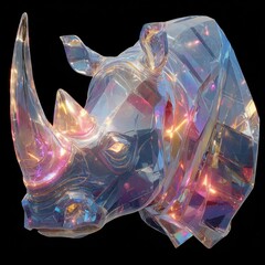 Stunning crystal rhinoceros art installation art gallery sculpture contemporary close-up wildlife conservation