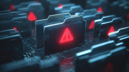 Digital danger looms as files bear urgent warning signs of a cybersecurity breach highlighting data vulnerability with