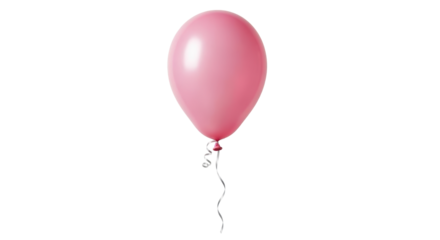 Isolated pink balloon with ribbon floating on air for party celebration decoration