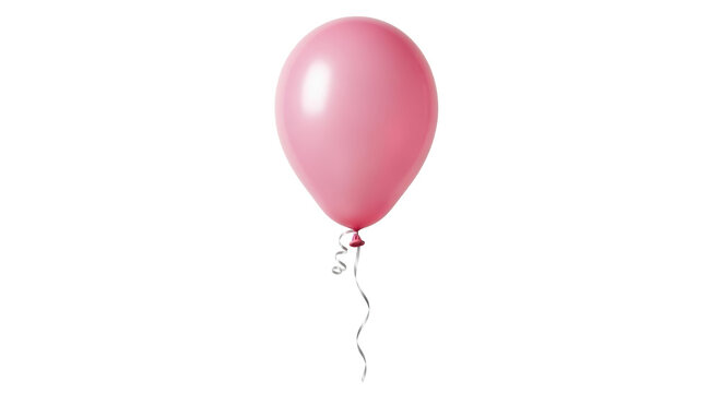 Isolated pink balloon with ribbon floating on air for party celebration decoration