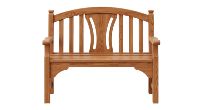 Isolated wooden bench furniture perfect for outdoors, garden, or yard landscaping project
