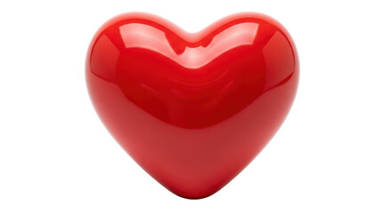 Isolated red heart reflecting light, romantic valentine love concept, glossy, shiny surface