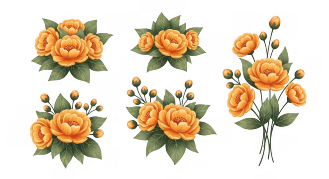 Orange Flower Bouquets Collection.