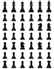 Chess pieces in a grid