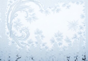 Obraz premium Intricate frost patterns adorning a window on a cold winter day