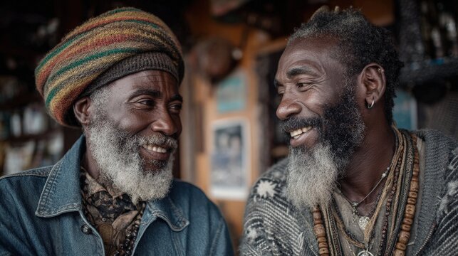 Jamaica people portrait live by reggae and Rastafari spirit they are talking together