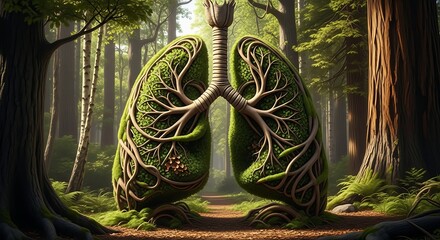 green lungs forest clean air nature health concept