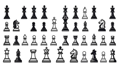 Chess pieces in black and white