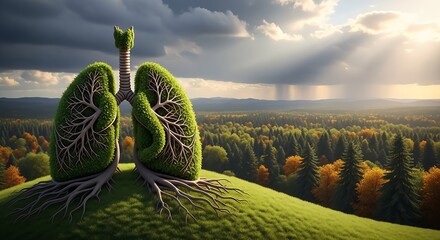 green lungs symbolizing nature's breath of life