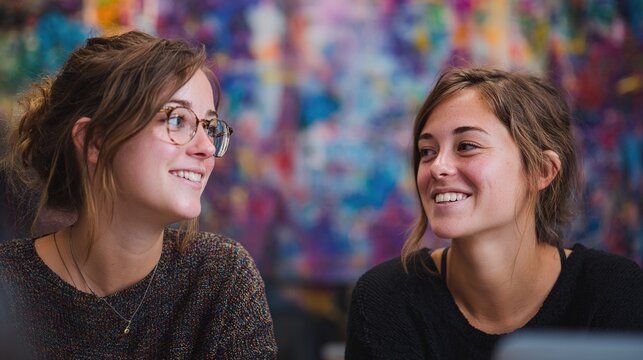 upper. Two coworkers collaborating in modern office, teamwork and innovation. pitch deck slides, case study pages, designed for corporate presentation decks and stakeholder reports. - Powered by Adobe