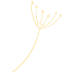 Simple CreamColored Floral Illustration with Delicate Stem and Petals.