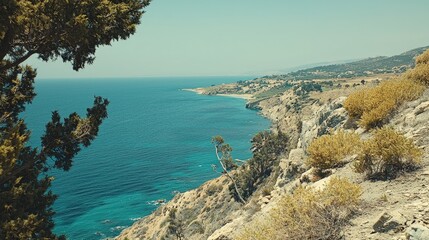 Cyprus landscape Mediterranean coast and Troodos Mountains beautiful nature view