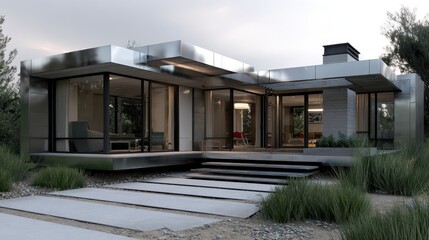 Modern Architectural Design of a Stylish House Surrounded by Nature