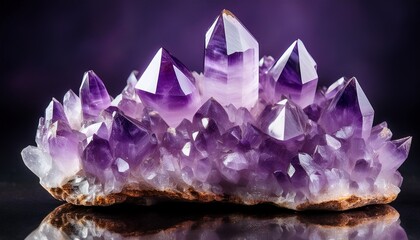 Fototapeta premium purple amethyst crystal cluster with sharp points and natural formation