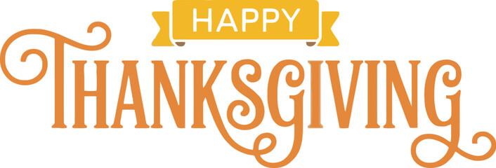 Happy thanksgiving text in orange on white background