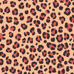 Seamless leopard print. Vector animal skin texture background.	