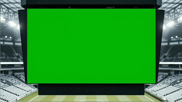 green screen scoreboard in empty sports stadium