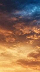 Obraz premium peace. A breathtaking sunset sky panorama with vibrant warm hues and glowing clouds. inspiring travel planning, travel magazines, designed for travel destination branding, inspires travel planning.