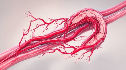 Detailed Illustration of Human Blood Vessel with Anatomical Features