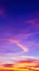 Obraz premium peace. A breathtaking sunset sky panorama with vibrant warm hues and glowing clouds. inspiring travel planning, travel magazines, designed for travel destination branding, inspires travel planning.