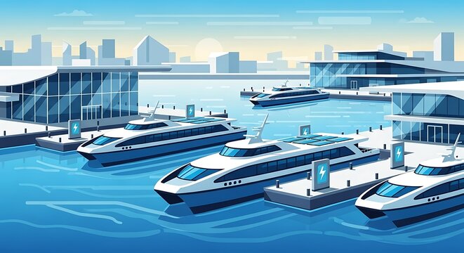 Electric boats charging.