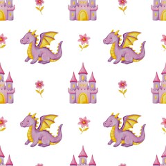 Princesses and Friends – watercolor seamless pattern
Repeating pattern featuring the full set of magical characters in gentle pastel colors.