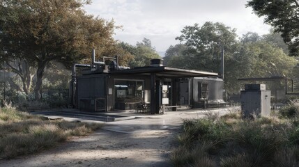 Modern Architectural Structure in a Serene Natural Landscape