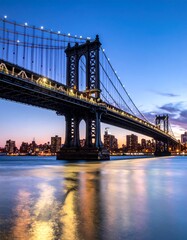Obraz premium City skyline bridge at twilight
