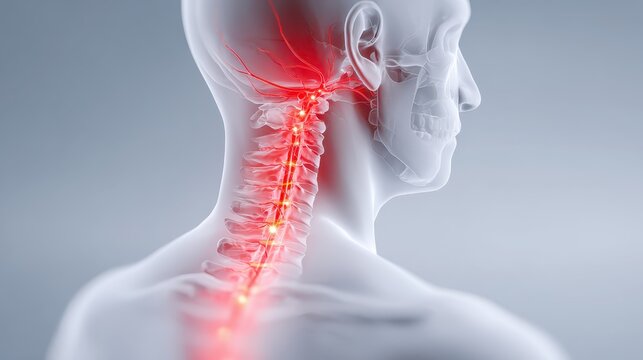 Detailed Illustration of Neural Pathways in Human Neck Region