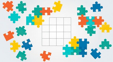 Colorful jigsaw puzzle pieces