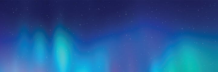 Fototapeta premium Polar lights, aurora borealis, starry sky, northern landscapes, vector illustration