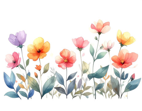 Dibujos flores de m&uacute;ltiples colores sobre fondo blanco