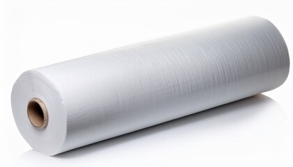 Fototapeta premium large roll of white paper with a grey plastic core isolated on white background
