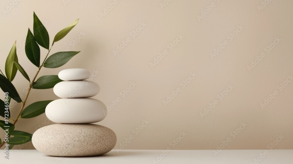 Poster serene and tranquil spa setting featuring calming music ambient lighting and natural elements such a