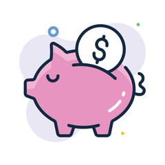 Money savings, budgeting, and ecommerce finance, piggy bank icon design