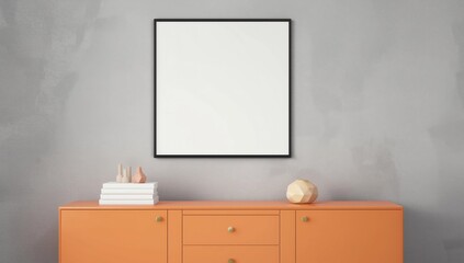 Mockup poster in the interior with a table in trendy colors