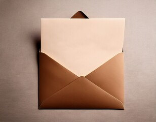 brown envelope holding a beige letter