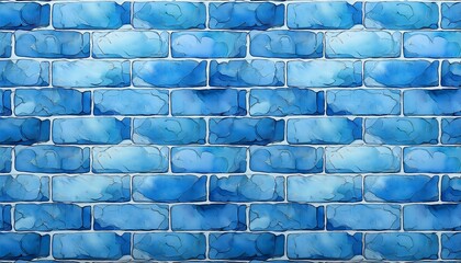 seamless blue brick wall texture with a watercolour effect