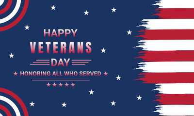 Thank you Veterans - Honoring all who served vector illustration. USA flag waving on blue background. vector illustration.